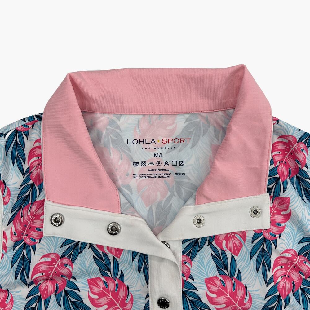 NWT LOHLA SPORT "The Sunny Palm" Sleeveless Polo Sport Top (Peony | Size M/L) - Picture 4 of 8